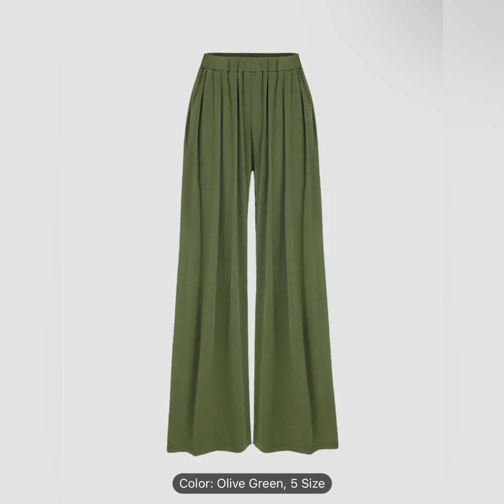 Type: Wide Leg Pants  |  Color: Olive Green / Size: L